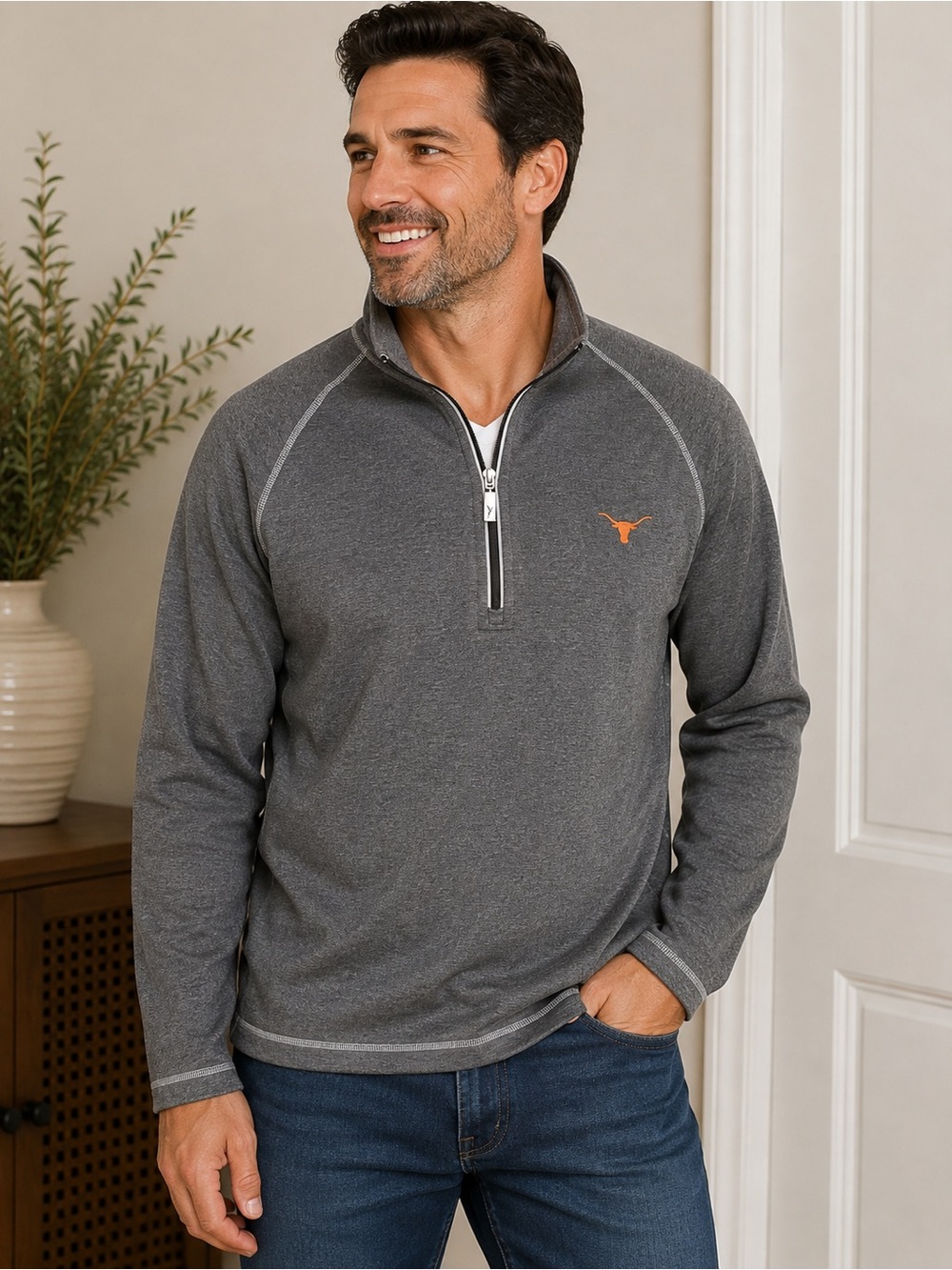 Tommy Bahama Texas Longhorns Gray Quarter Zip Pullover Men’s XXXL 3XL